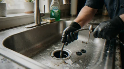 Clark County Plumbing & Drain technician snaking a kitchen drain