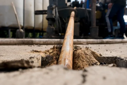 a pipe being replaced in the ground by the CCPD team
